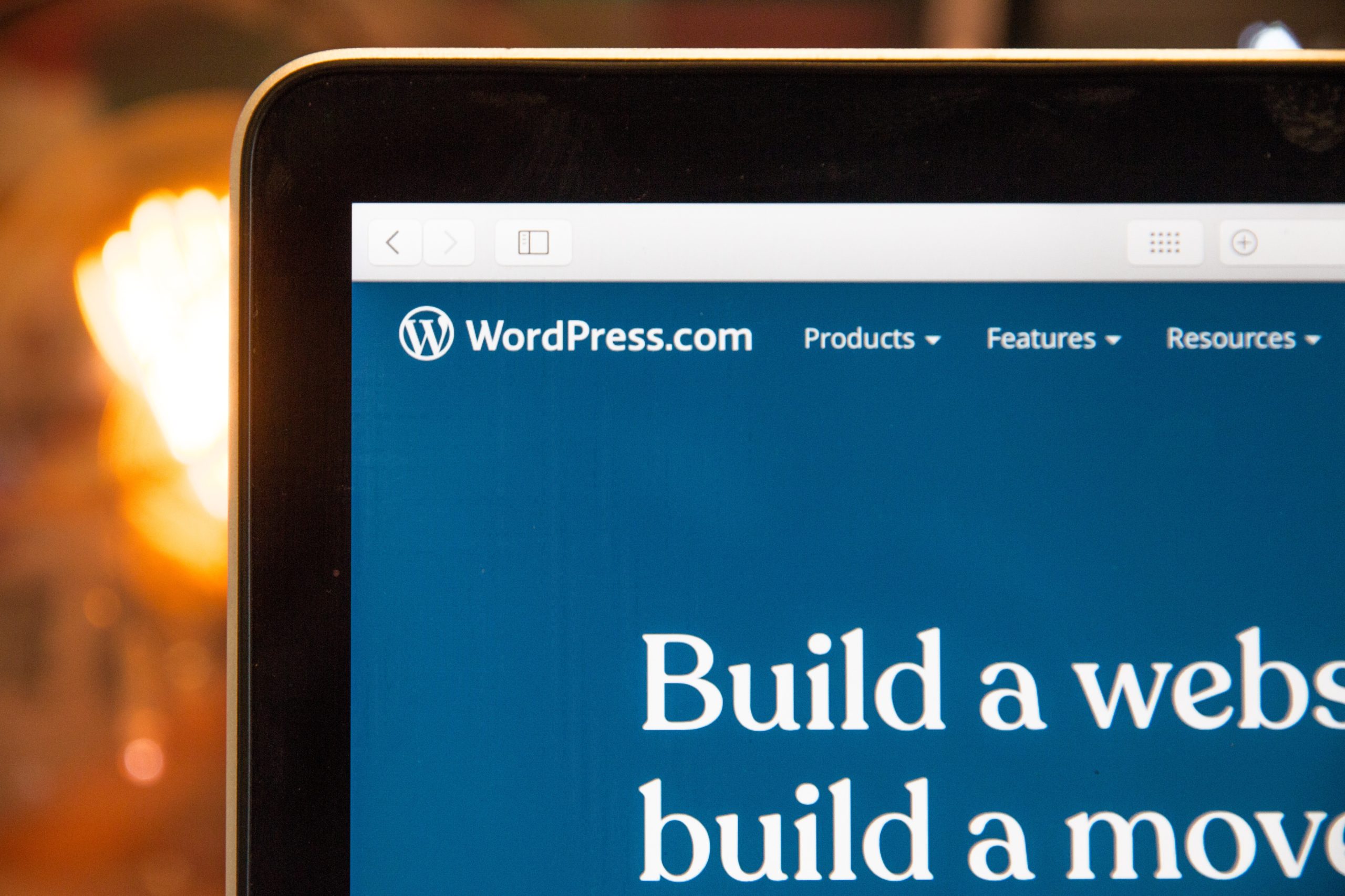 A computer showing the wordpress home page